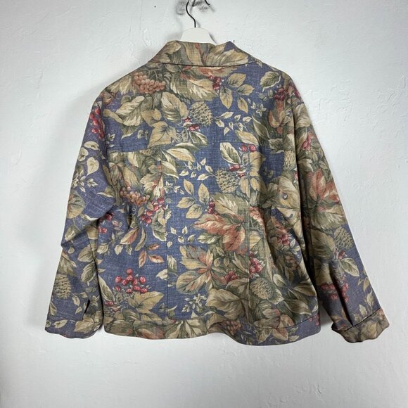 Norm Thompson Womens Tapestry Multicolor Floral Button Front Jacket Large Casual - Picture 2 of 7